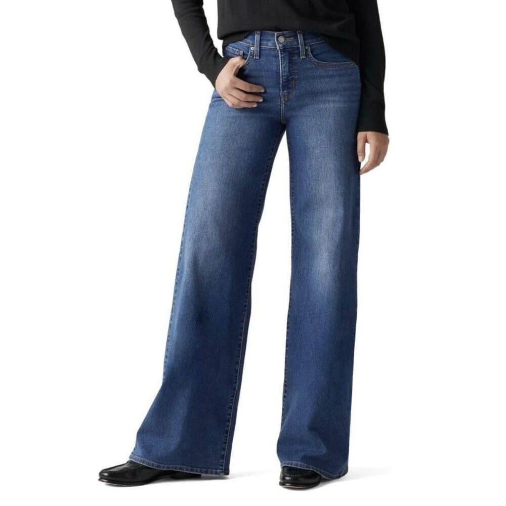 Levi's 318 Shaping Wide Leg Jeans Women’s Size 34 x 32 Blue Stretch Denim - NWT